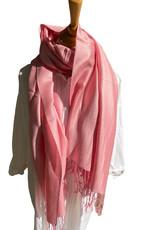 Pashmina sjaal, fijn geweven katoen met korte franjes