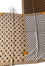 Katoenen sjaal, langwerpig, brand logo, in bruine tinten