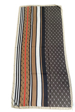 Katoenen lange sjaal in met verschillende stijlen.  Strepen en brand logo, bruine en  beige tinten