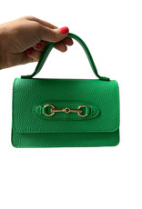 Little leather handbag with chainshoulderbelt and golden buckle