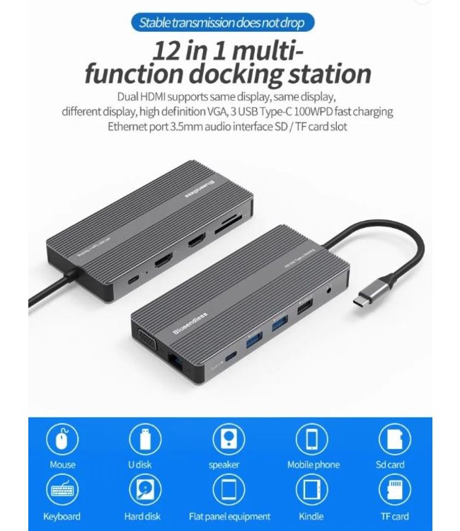 HD1202 - USB-C HUB 12 in 1