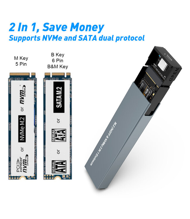 SSD NVMe + SATA Enclosure