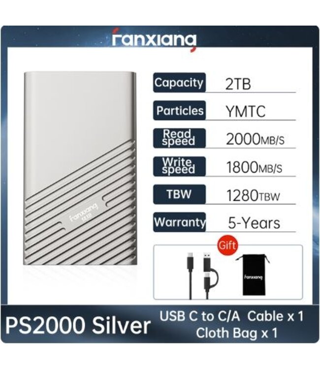 External SSD FangXiang - 2 TB - 2000/1800 - USB-C 20Gbps