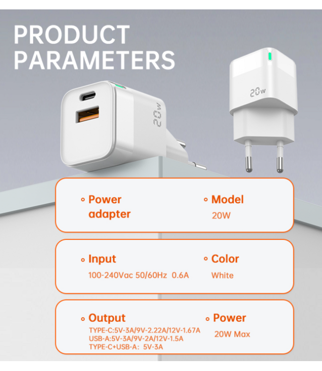 OFFICE-SHOP.BE AC Adapter GaN 20 Watt