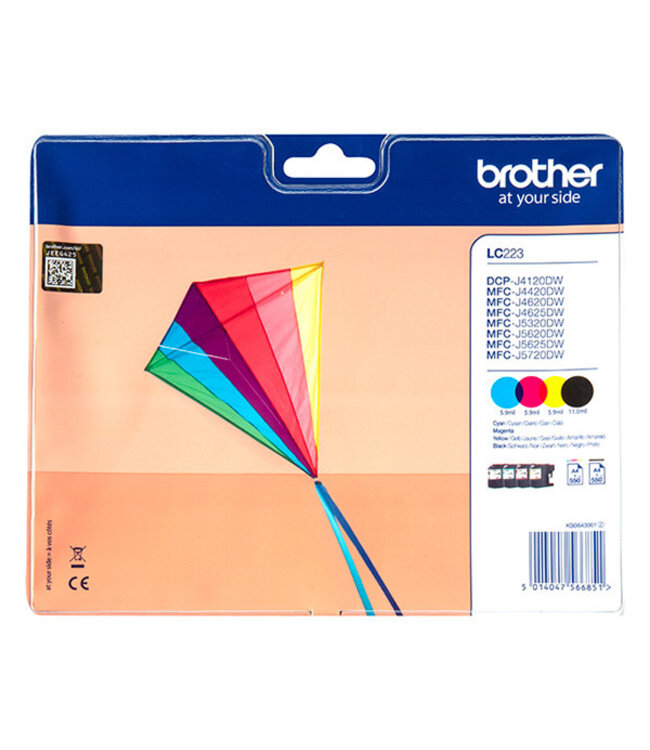 BROTHER LC-223VALBP multipack zwart + 3 kleuren (origineel)
