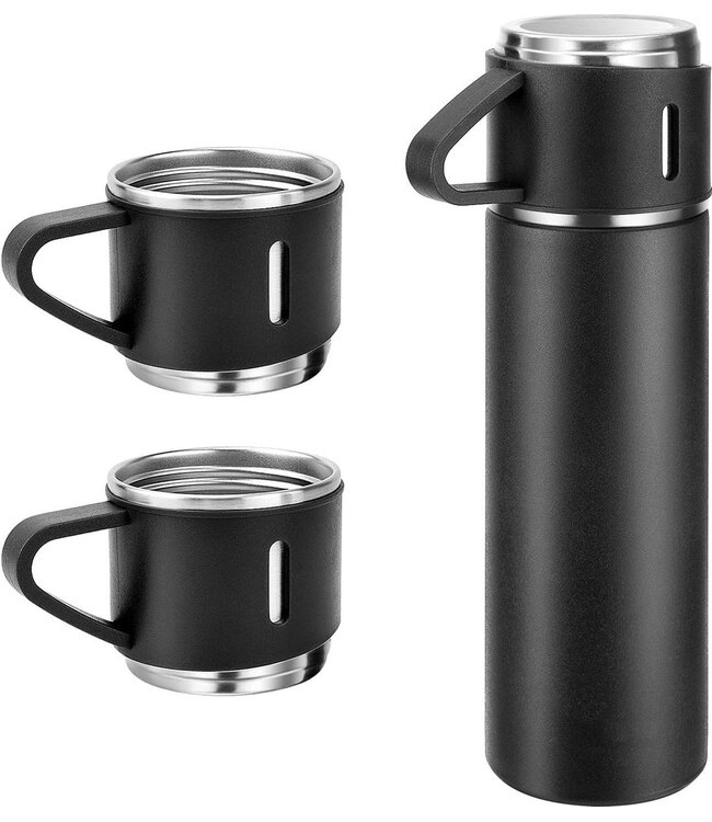Thermisch geïsoleerde mok-kolf cadeauset met twee kopjes