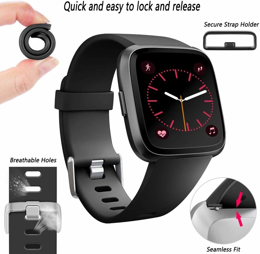 Fitbit Versa silicone band (zwart) - Smartwatchbanden.nl
