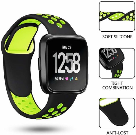 Strap-it® Strap-it Fitbit Versa sport band (zwart/fluocent) Strap-it® Strap-it Fitbit Versa sport band (zwart/fluocent)