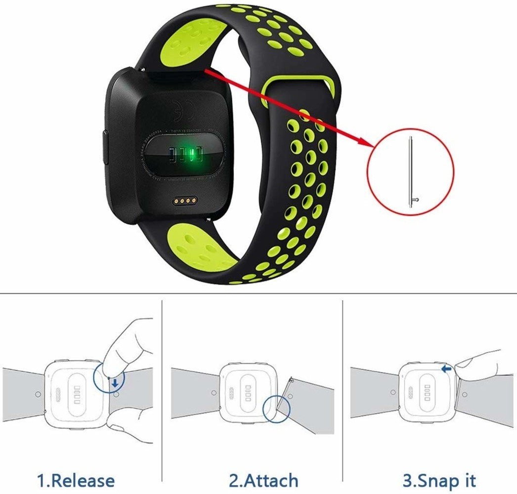 Strap-it® Strap-it Fitbit Versa sport band (zwart/fluocent) Strap-it® Strap-it Fitbit Versa sport band (zwart/fluocent)
