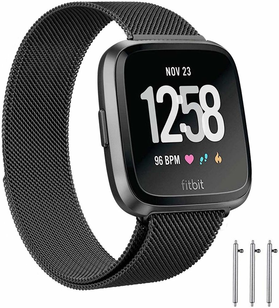 Strap-it® Strap-it Fitbit Versa Milanese band (zwart)
