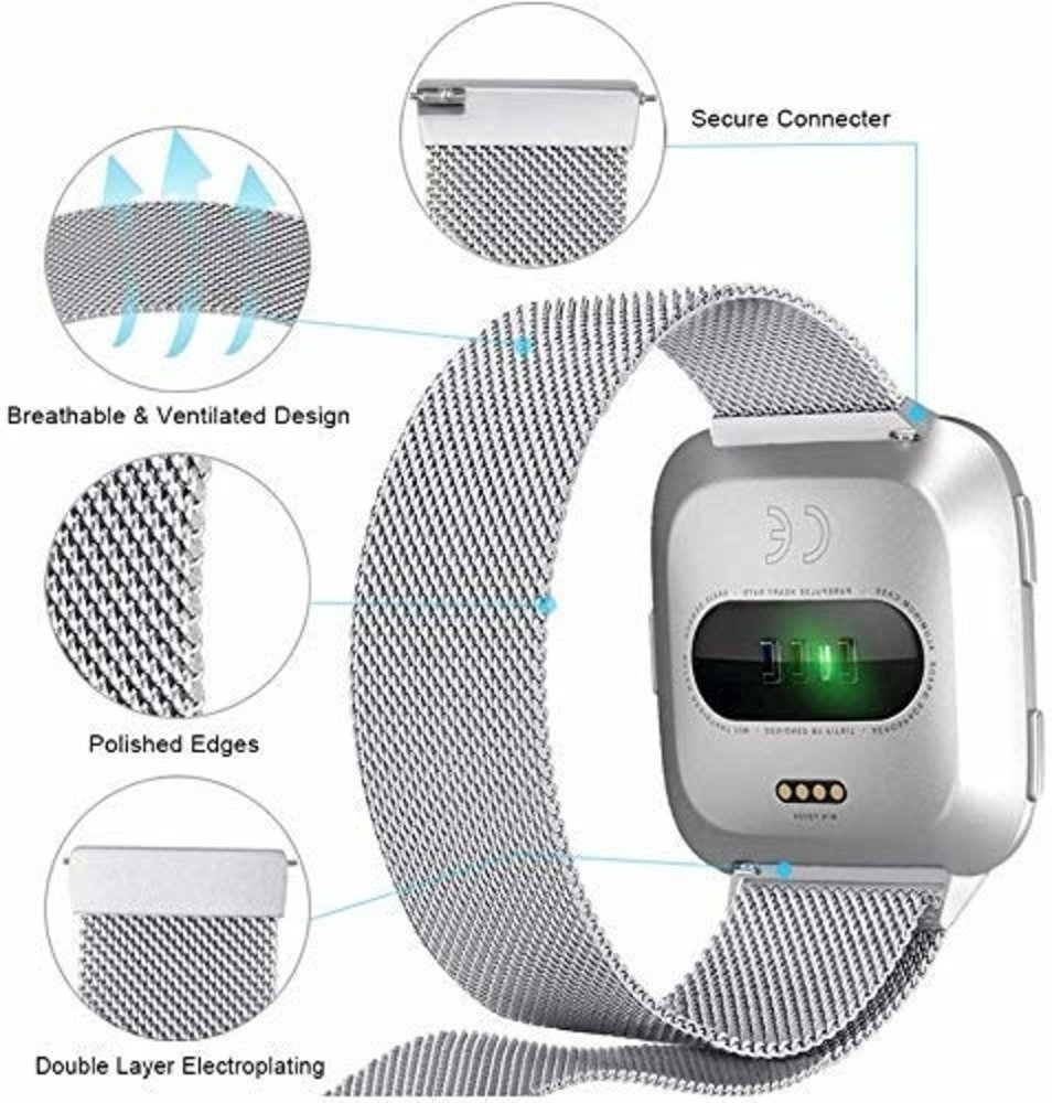 Strap-it® Strap-it Fitbit Versa Milanese band (zilver)