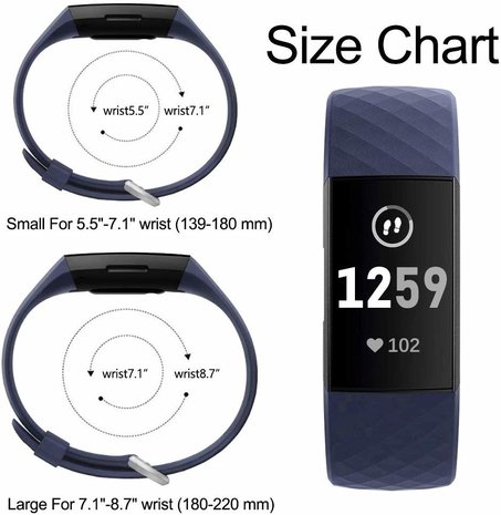 Strap-it® Strap-it Fitbit Charge 3 silicone band (donkerblauw)