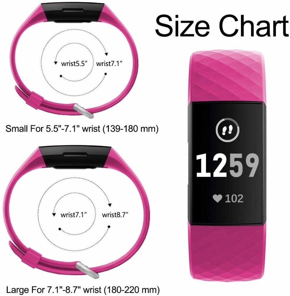 Fitbit Charge 3 silicone band fel roze Smartwatchbanden
