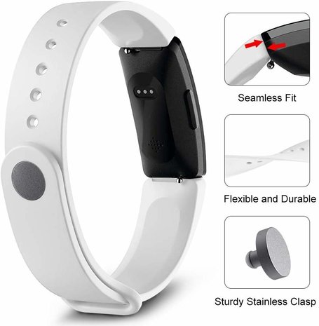 Strap-it® Strap-it Fitbit Inspire  silicone band (wit)