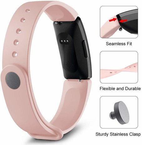 Strap-it® Strap-it Fitbit Inspire  silicone band (roze)