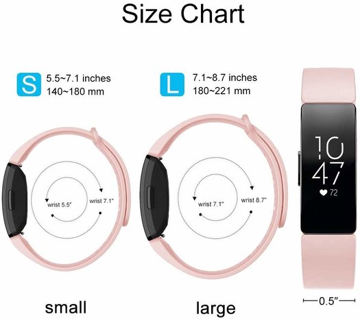 Strap-it® Strap-it Fitbit Inspire  silicone band (roze)