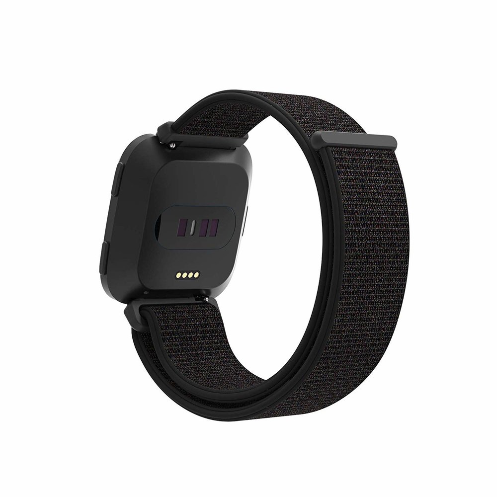 Strap-it® Strap-it Fitbit Versa nylon bandje (zwart)