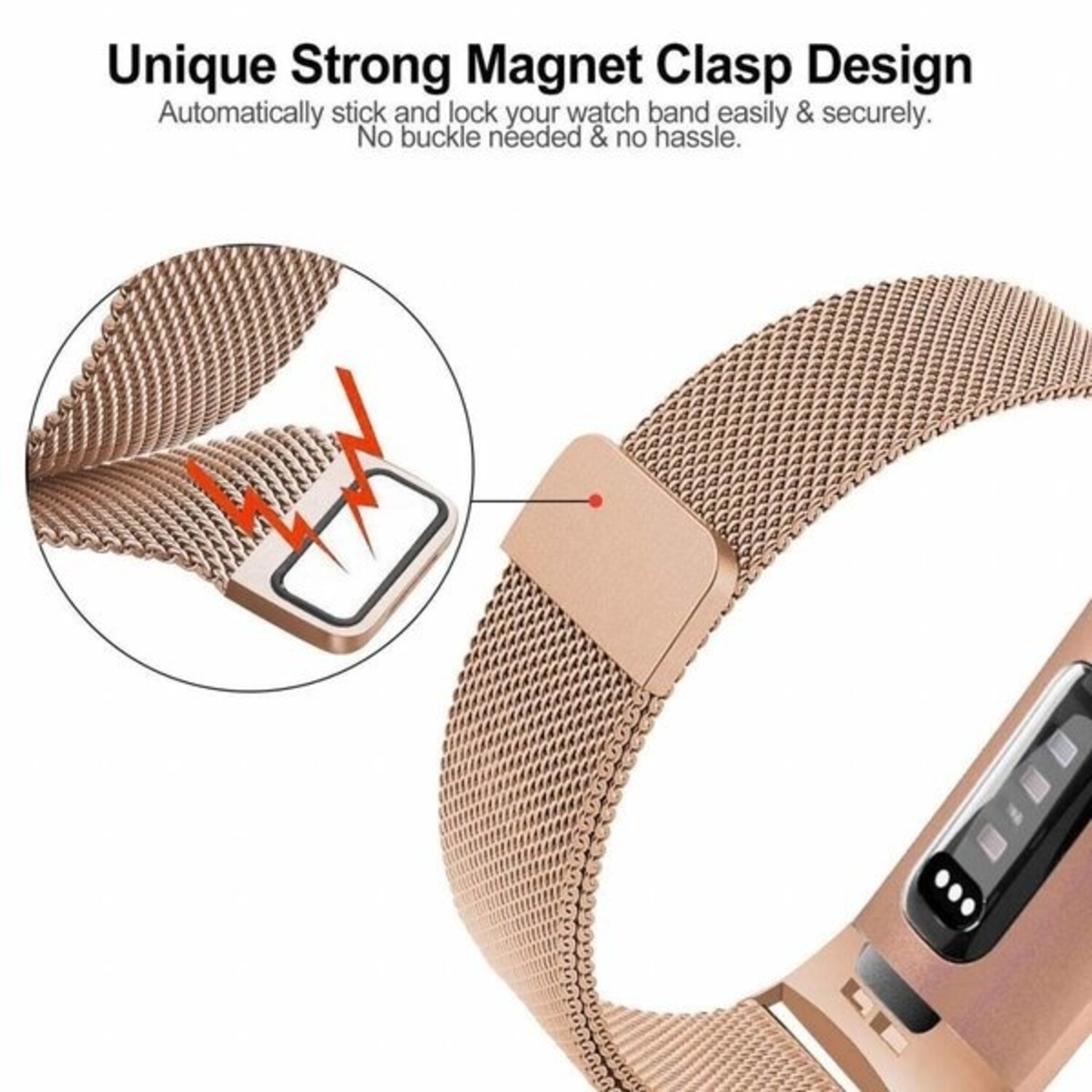 Strap it Strap it Fitbit Charge 3 Milanese band rose goud