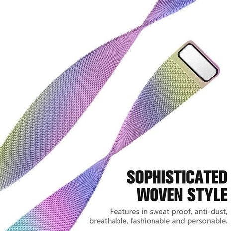 Strap-it® Strap-it Fitbit Charge 3 Milanese band (regenboog) Strap-it® Strap-it Fitbit Charge 3 Milanese band (regenboog)