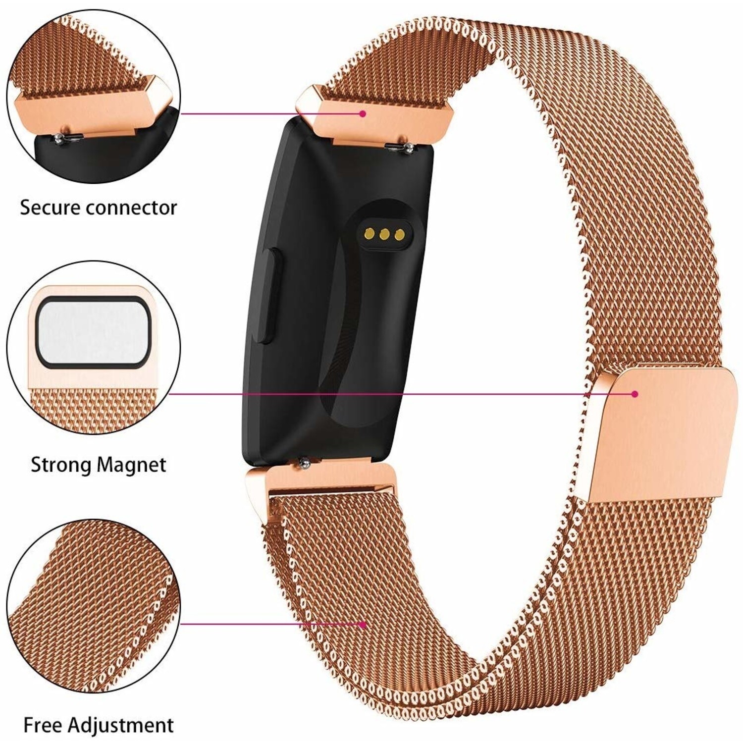 Fitbit inspire 2 rose gold band sale