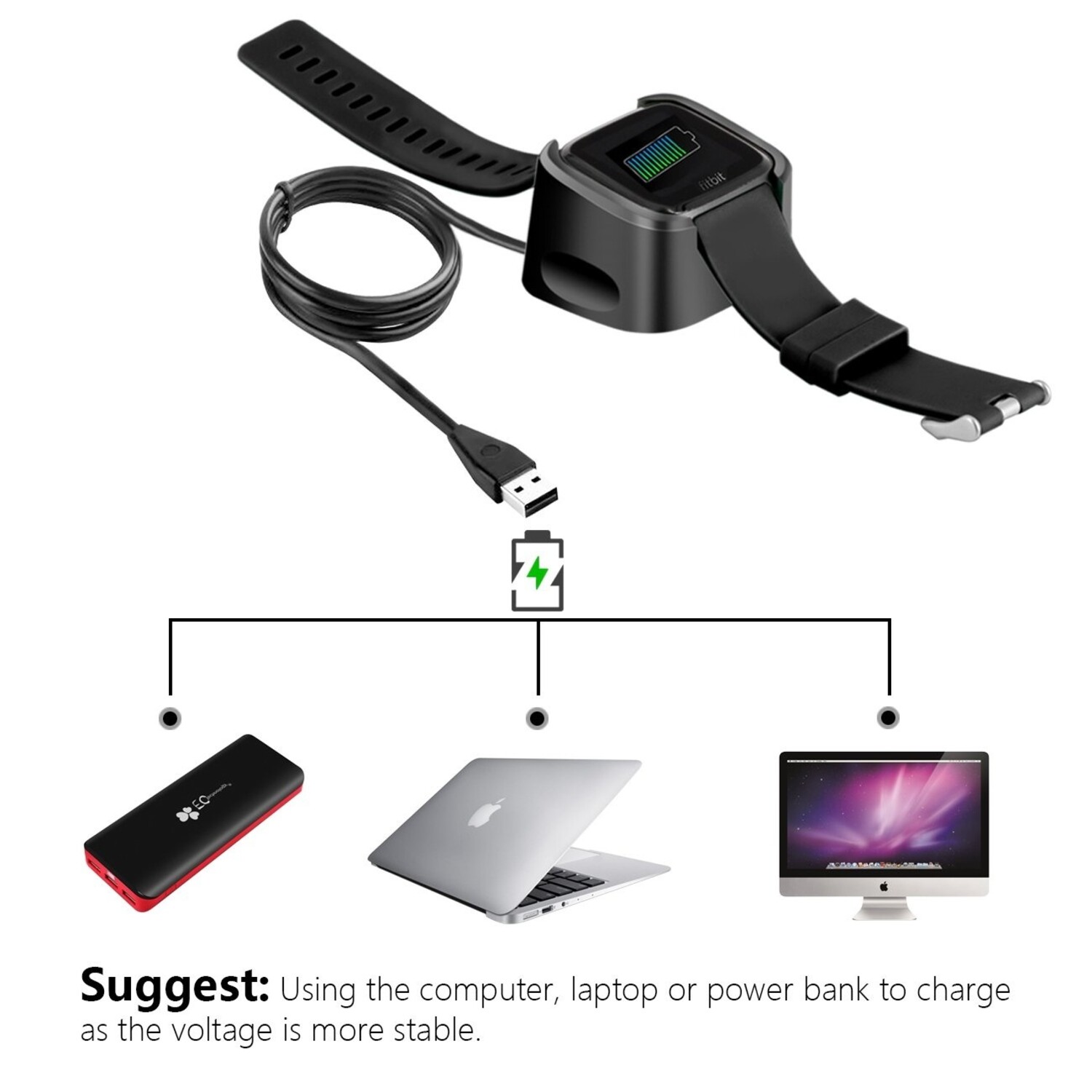 Fitbit Versa oplader USB Smartwatchbanden