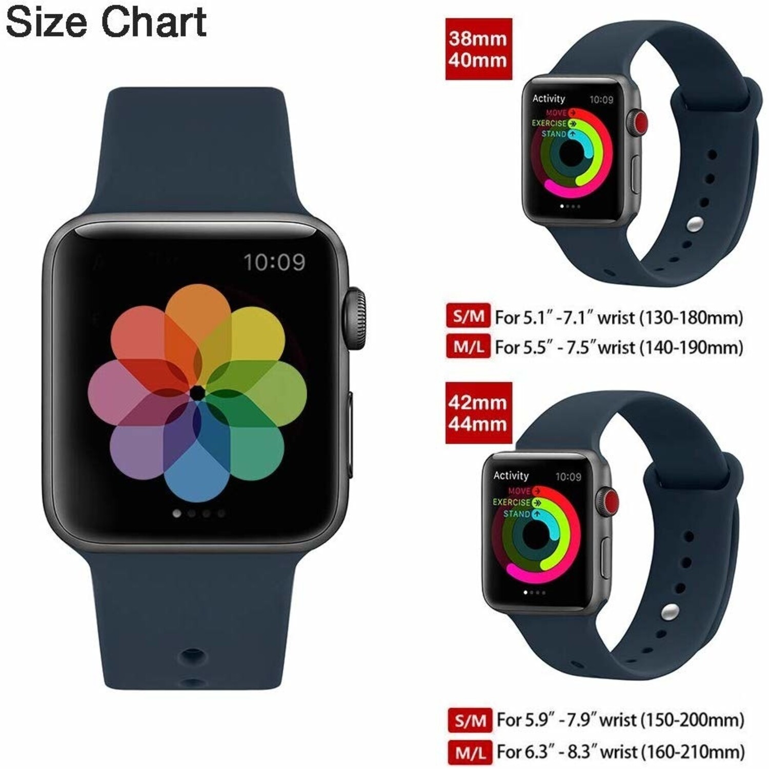 Apple Watch silicone band donkerblauw Smartwatchbanden