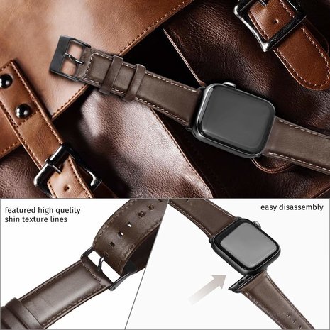 Strap-it® Strap-it Apple Watch leren band (donkerbruin)