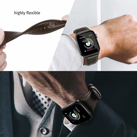 Strap-it® Strap-it Apple Watch leren band (donkerbruin)