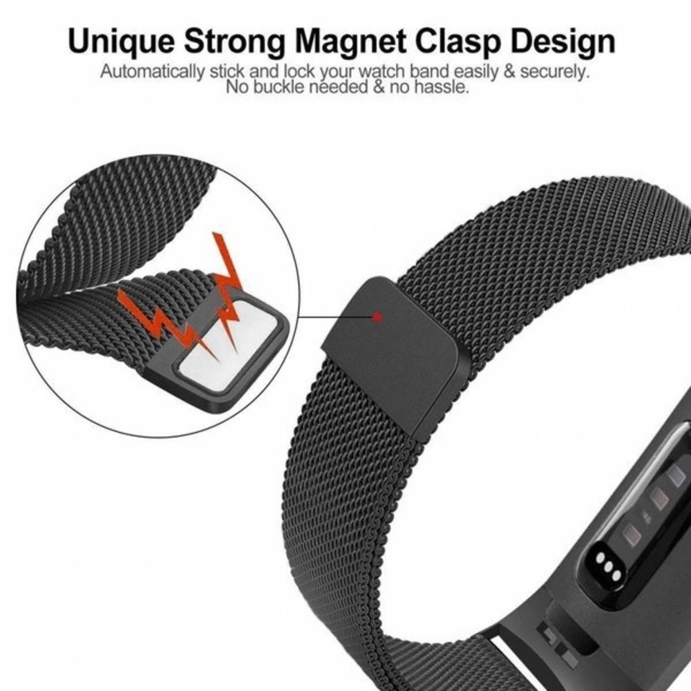 Strap-it® Strap-it Fitbit Charge 4 Milanese band (zwart)