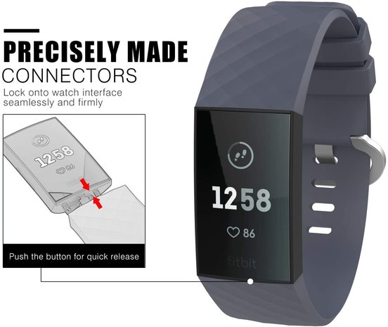 Strap-it® Strap-it Fitbit Charge 4 silicone band (grijsblauw)