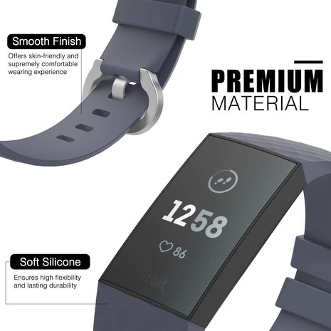 Fitbit Charge 4 silicone band grijsblauw Smartwatchbanden