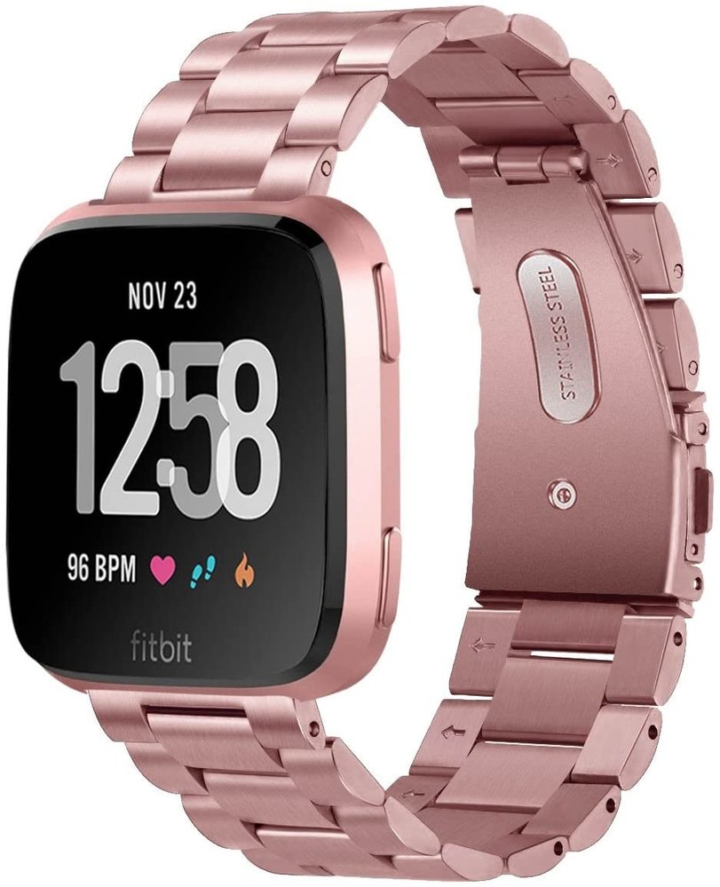 Strap-it® Strap-it Fitbit Versa stalen bandje (roze) Strap-it® Strap-it Fitbit Versa stalen bandje (roze)