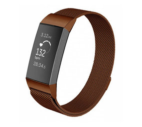 Strap-it® Fitbit Charge 3 Milanese band (bruin) Strap-it® Fitbit Charge 3 Milanese band (bruin)