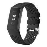 Strap-it® Fitbit Charge 4 siliconen bandje met gaatjes (zwart)