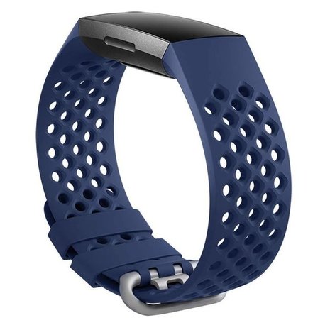 Strap-it® Strap-it Fitbit Charge 4 siliconen bandje met gaatjes (donkerblauw)