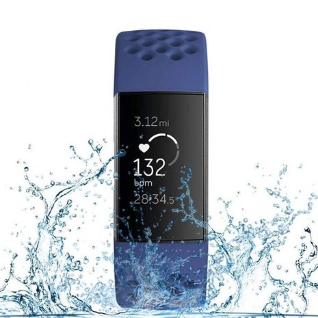 Strap-it® Strap-it Fitbit Charge 4 siliconen bandje met gaatjes (donkerblauw)