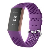 Strap-it® Fitbit Charge 4 siliconen bandje met gaatjes (donkerpaars)