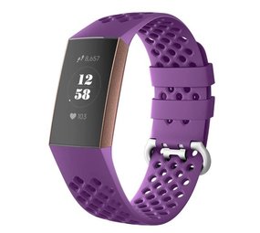 Strap-it® Fitbit Charge 4 siliconen bandje met gaatjes (donkerpaars)