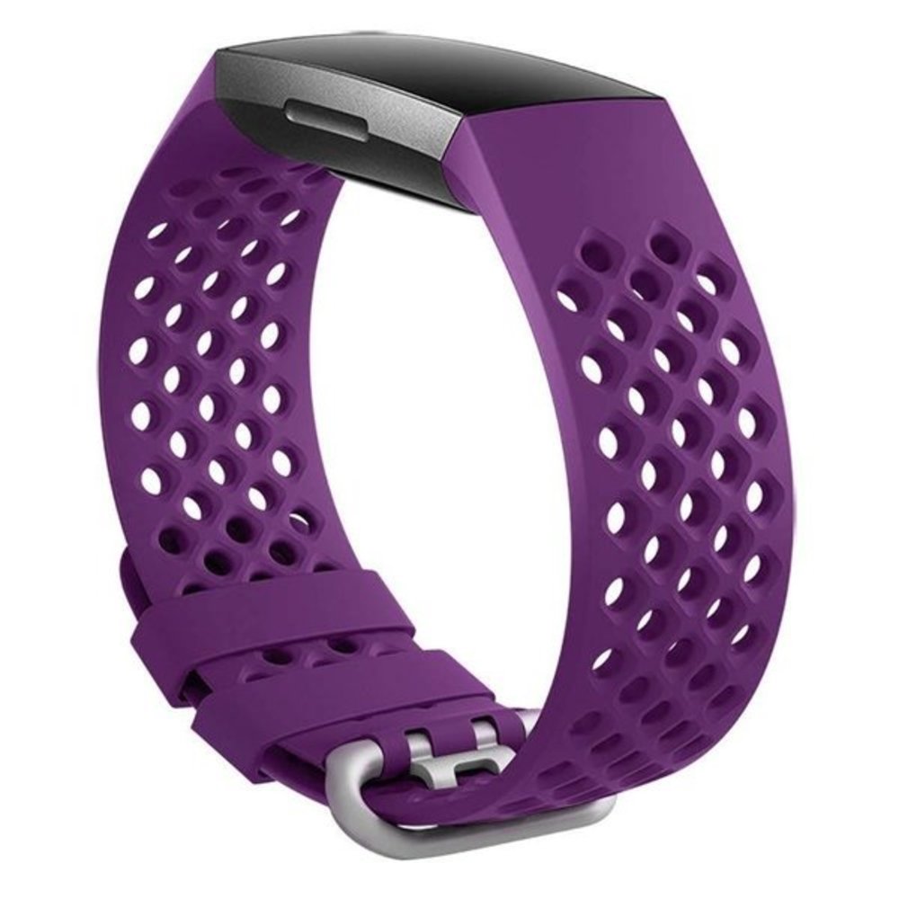 Strap-it® Strap-it Fitbit Charge 4 siliconen bandje met gaatjes (donkerpaars)