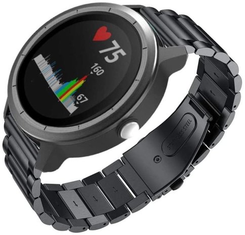 Strap-it® Strap-it Garmin Vivoactive 3 stalen band (zwart)