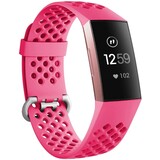 Strap-it® Fitbit Charge 3 siliconen bandje met gaatjes (fel roze)