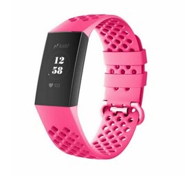 Strap-it® Fitbit Charge 4 siliconen bandje met gaatjes (roze)