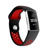 Strap-it® Fitbit Charge 3 sport bandje (zwart rood)