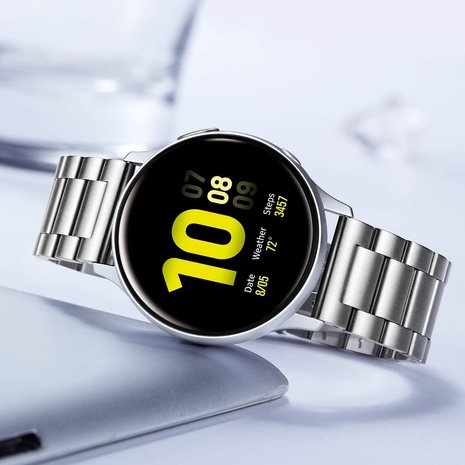 Strap-it® Strap-it Samsung Galaxy Watch Active stalen band (zilver) Strap-it® Strap-it Samsung Galaxy Watch Active stalen band (zilver)
