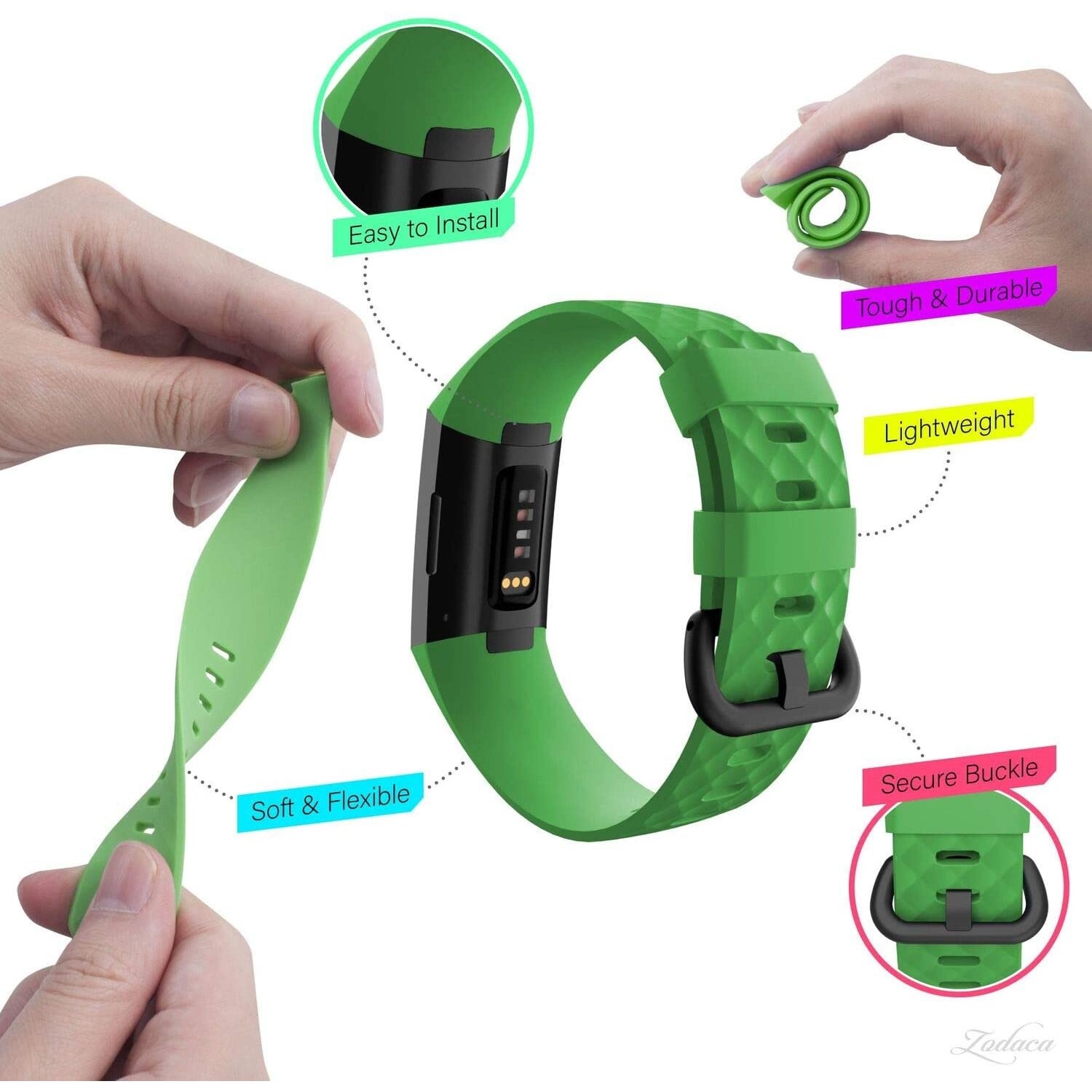 Strap it Strap it Fitbit Charge 4 silicone band groen