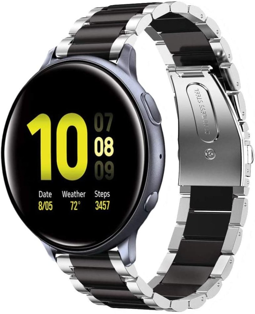 Strap-it® Strap-it Samsung Galaxy Watch Active stalen band (zilver/zwart) Strap-it® Strap-it Samsung Galaxy Watch Active stalen band (zilver/zwart)