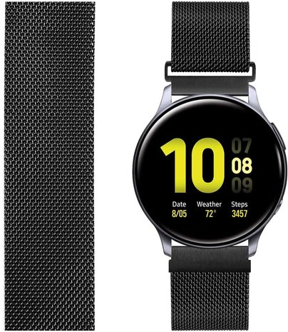 Strap-it® Strap-it Samsung Galaxy Watch Active Milanese band (zwart) Strap-it® Strap-it Samsung Galaxy Watch Active Milanese band (zwart)