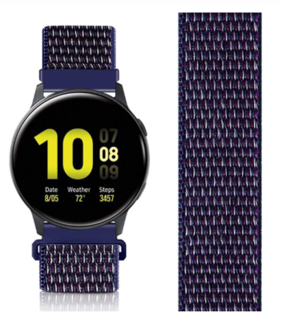 Strap-it® Strap-it Samsung Galaxy Watch Active nylon band (paars-blauw) Strap-it® Strap-it Samsung Galaxy Watch Active nylon band (paars-blauw)