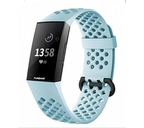 Strap-it® Fitbit Charge 4 siliconen bandje met gaatjes (mint)