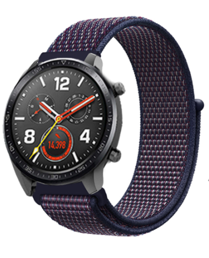 Strap-it® Strap-it Huawei Watch GT 2 nylon band (paars-blauw) Strap-it® Strap-it Huawei Watch GT 2 nylon band (paars-blauw)